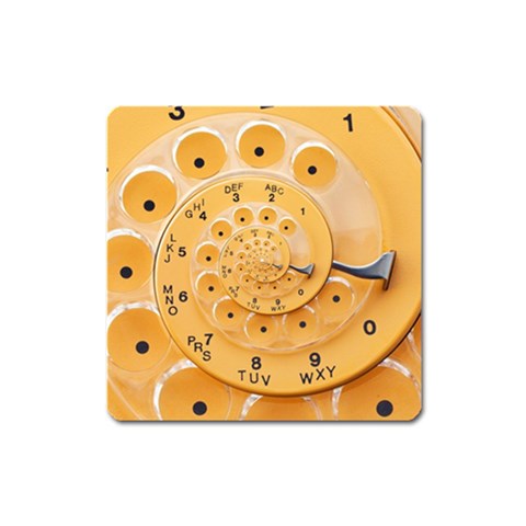 Retro Vintage Yellow Rotary Dial Spiral Droste Magnet (Square) from ArtsNow.com Front