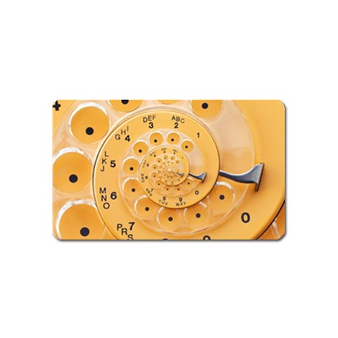 Retro Vintage Yellow Rotary Dial Spiral Droste Magnet (Name Card) from ArtsNow.com Front