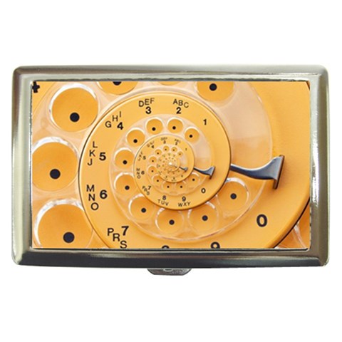 Retro Vintage Yellow Rotary Dial Spiral Droste Cigarette Money Case from ArtsNow.com Front