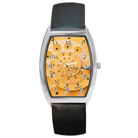 Retro Vintage Yellow Rotary Dial Spiral Droste Barrel Style Metal Watch from ArtsNow.com Front