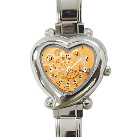 Retro Vintage Yellow Rotary Dial Spiral Droste Heart Italian Charm Watch from ArtsNow.com Front