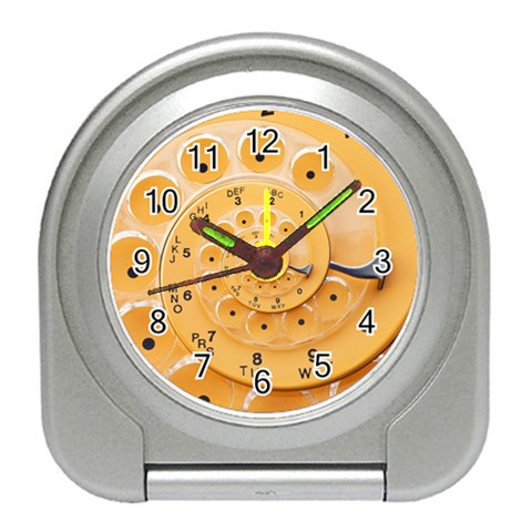 Retro Vintage Yellow Rotary Dial Spiral Droste Travel Alarm Clock from ArtsNow.com Front