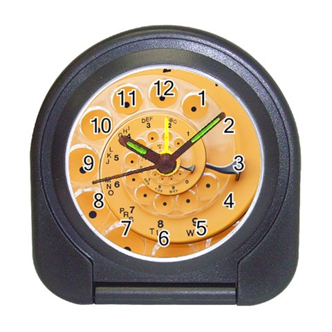 Retro Vintage Yellow Rotary Dial Spiral Droste Travel Alarm Clock from ArtsNow.com Front