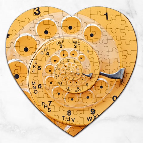 Retro Vintage Yellow Rotary Dial Spiral Droste Jigsaw Puzzle (Heart) from ArtsNow.com Front