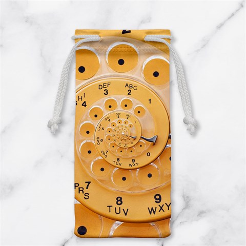 Retro Vintage Yellow Rotary Dial Spiral Droste Jewelry Bag from ArtsNow.com Front