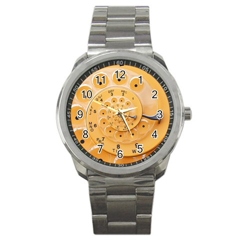 Retro Vintage Yellow Rotary Dial Spiral Droste Sport Metal Watch from ArtsNow.com Front