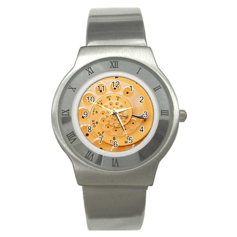 Retro Vintage Yellow Rotary Dial Spiral Droste Stainless Steel Watch from ArtsNow.com Front