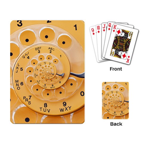 Retro Vintage Yellow Rotary Dial Spiral Droste Playing Cards Single Design from ArtsNow.com Back