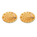 Retro Vintage Yellow Rotary Dial Spiral Droste Cufflinks (Oval)