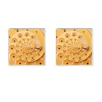 Retro Vintage Yellow Rotary Dial Spiral Droste Cufflinks (Square)