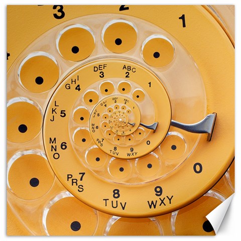 Retro Vintage Yellow Rotary Dial Spiral Droste Canvas 12  x 12  from ArtsNow.com 11.4 x11.56  Canvas - 1