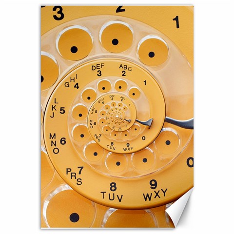 Retro Vintage Yellow Rotary Dial Spiral Droste Canvas 12  x 18  from ArtsNow.com 11.88 x17.36  Canvas - 1