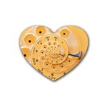 Retro Vintage Yellow Rotary Dial Spiral Droste Rubber Coaster (Heart)