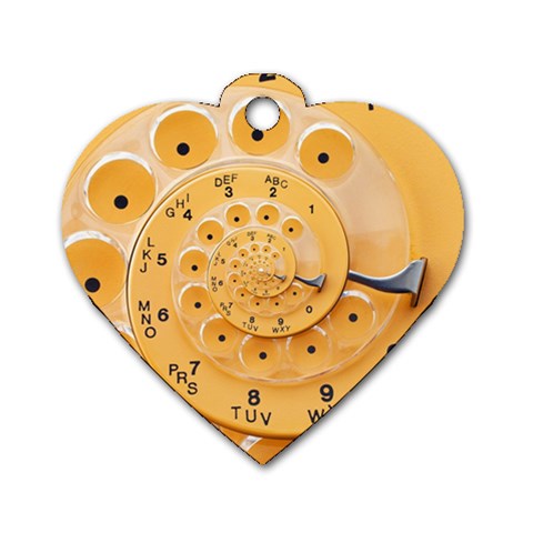 Retro Vintage Yellow Rotary Dial Spiral Droste Dog Tag Heart (Two Sides) from ArtsNow.com Front