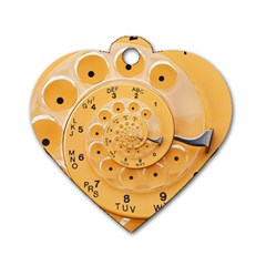 Retro Vintage Yellow Rotary Dial Spiral Droste Dog Tag Heart (Two Sides) from ArtsNow.com Back