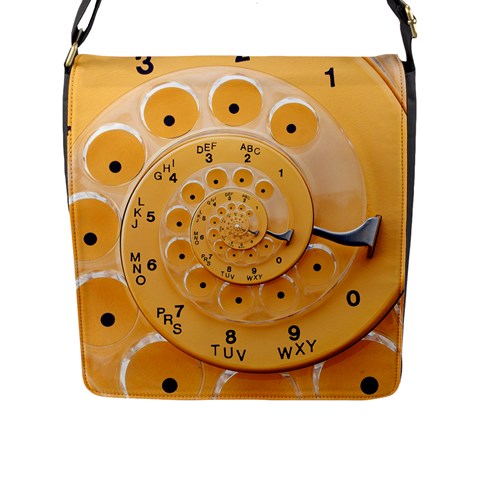 Retro Vintage Yellow Rotary Dial Spiral Droste Flap Closure Messenger Bag (L) from ArtsNow.com Front