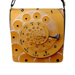 Retro Vintage Yellow Rotary Dial Spiral Droste Flap Closure Messenger Bag (L)