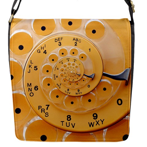 Retro Vintage Yellow Rotary Dial Spiral Droste Flap Closure Messenger Bag (S) from ArtsNow.com Front