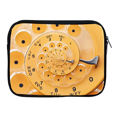 Retro Vintage Yellow Rotary Dial Spiral Droste Apple iPad 2/3/4 Zipper Case from ArtsNow.com Front