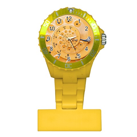 Retro Vintage Yellow Rotary Dial Spiral Droste Plastic Nurses Watch from ArtsNow.com Front