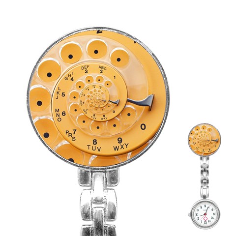 Retro Vintage Yellow Rotary Dial Spiral Droste Stainless Steel Nurses Watch from ArtsNow.com Front