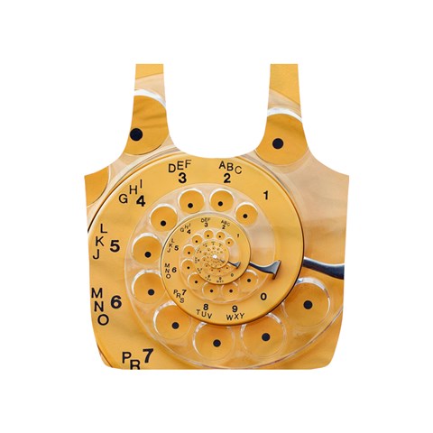 Retro Vintage Yellow Rotary Dial Spiral Droste Full Print Recycle Bag (S) from ArtsNow.com Back