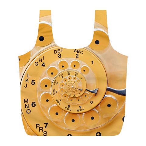 Retro Vintage Yellow Rotary Dial Spiral Droste Full Print Recycle Bag (L) from ArtsNow.com Front