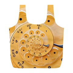 Retro Vintage Yellow Rotary Dial Spiral Droste Full Print Recycle Bag (L) from ArtsNow.com Back