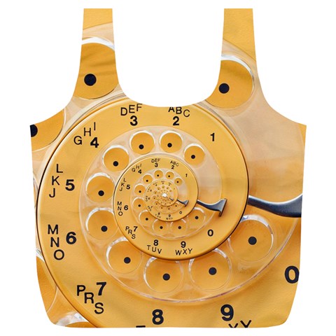 Retro Vintage Yellow Rotary Dial Spiral Droste Full Print Recycle Bag (XL) from ArtsNow.com Back