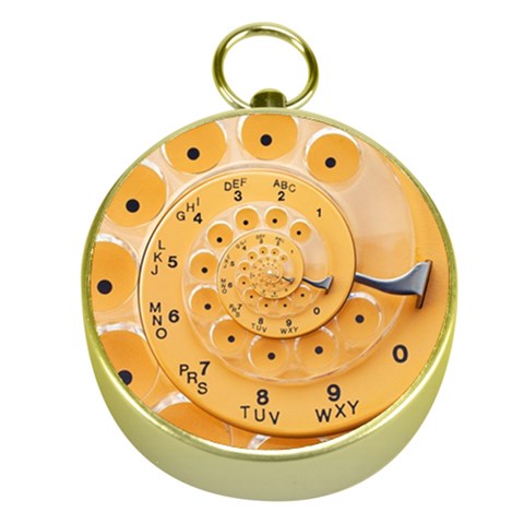 Retro Vintage Yellow Rotary Dial Spiral Droste Gold Compass from ArtsNow.com Front