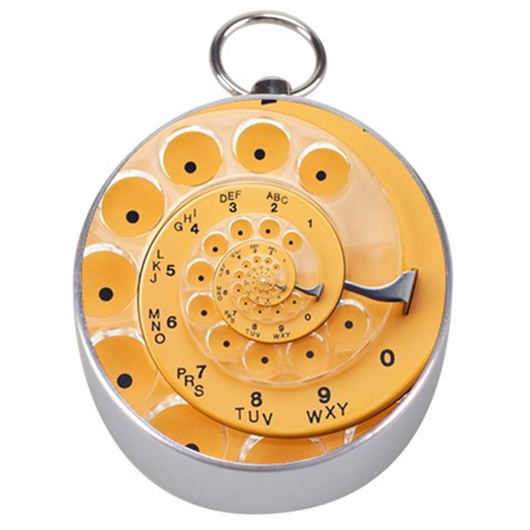 Retro Vintage Yellow Rotary Dial Spiral Droste Silver Compass from ArtsNow.com Front