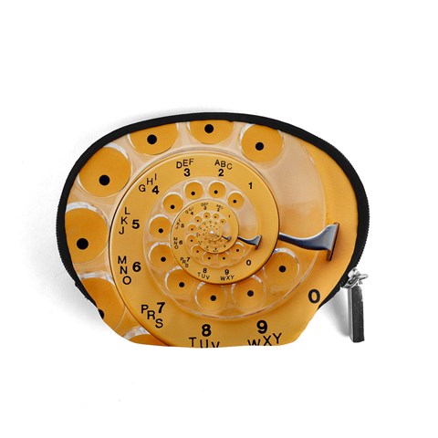 Retro Vintage Yellow Rotary Dial Spiral Droste Accessory Pouch (Small) from ArtsNow.com Front