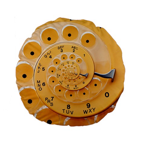 Retro Vintage Yellow Rotary Dial Spiral Droste Standard 15  Premium Flano Round Cushion  from ArtsNow.com Front