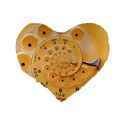 Retro Vintage Yellow Rotary Dial Spiral Droste Standard 16  Premium Flano Heart Shape Cushion  from ArtsNow.com Back