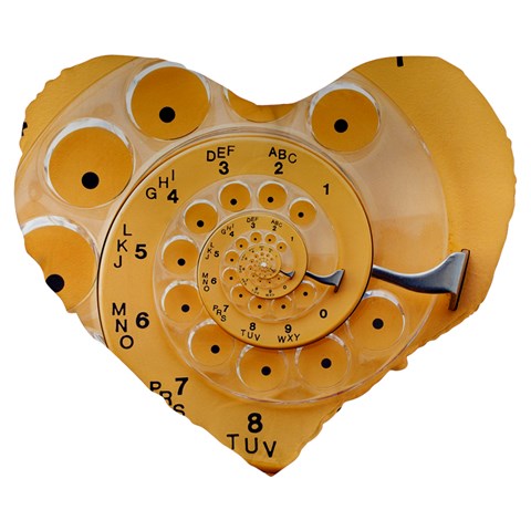 Retro Vintage Yellow Rotary Dial Spiral Droste Large 19  Premium Flano Heart Shape Cushion from ArtsNow.com Front