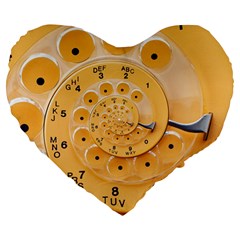 Retro Vintage Yellow Rotary Dial Spiral Droste Large 19  Premium Flano Heart Shape Cushion from ArtsNow.com Front