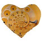 Retro Vintage Yellow Rotary Dial Spiral Droste Large 19  Premium Flano Heart Shape Cushion