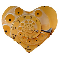 Retro Vintage Yellow Rotary Dial Spiral Droste Large 19  Premium Flano Heart Shape Cushion from ArtsNow.com Back