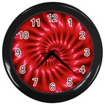 Glossy Red Spiral Fractal Wall Clock (Black)