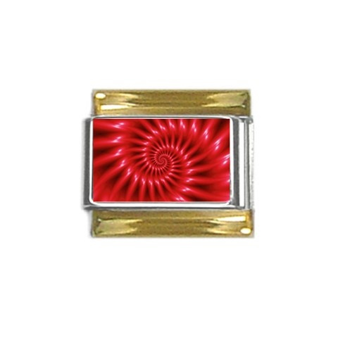 Glossy Red Spiral Fractal Gold Trim Italian Charm (9mm) from ArtsNow.com Front