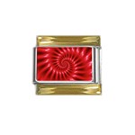 Glossy Red Spiral Fractal Gold Trim Italian Charm (9mm)