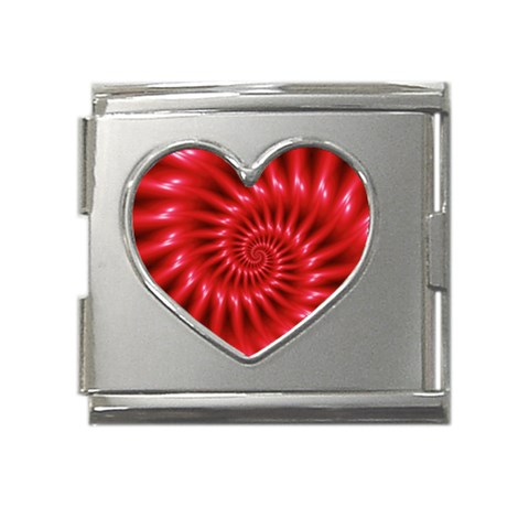 Glossy Red Spiral Fractal Mega Link Heart Italian Charm (18mm) from ArtsNow.com Front