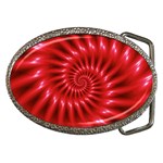 Glossy Red Spiral Fractal Belt Buckle