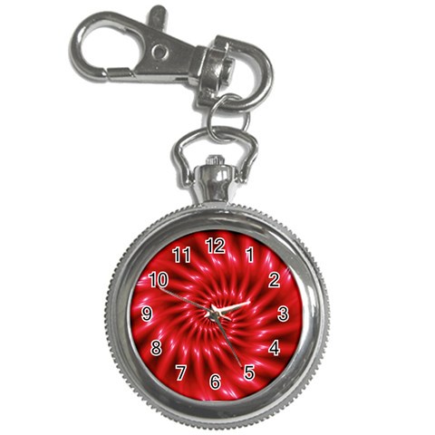 Glossy Red Spiral Fractal Key Chain Watch from ArtsNow.com Front