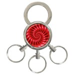 Glossy Red Spiral Fractal 3-Ring Key Chain