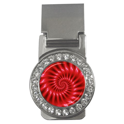 Glossy Red Spiral Fractal Money Clip (CZ) from ArtsNow.com Front