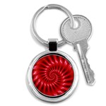 Glossy Red Spiral Fractal Key Chain (Round)