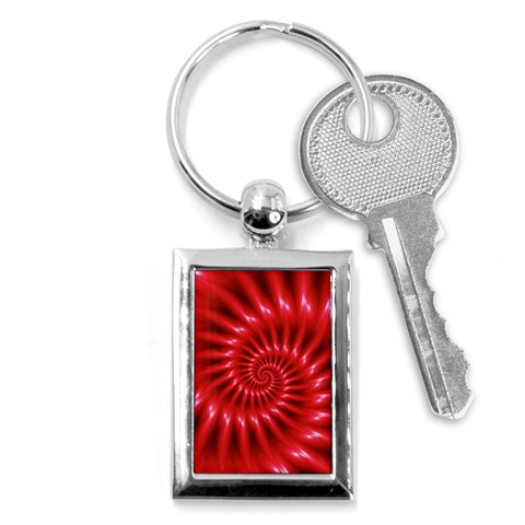 Glossy Red Spiral Fractal Key Chain (Rectangle) from ArtsNow.com Front