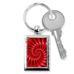 Glossy Red Spiral Fractal Key Chain (Rectangle)