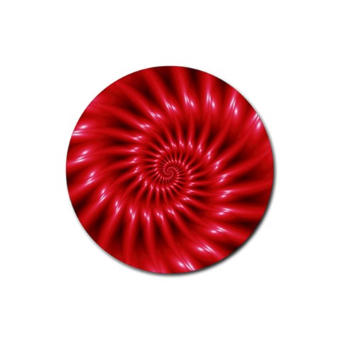 Glossy Red Spiral Fractal Rubber Coaster (Round) from ArtsNow.com Front